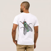 T-shirt Conception de broderie de machine de mouche verte (Dos entier)
