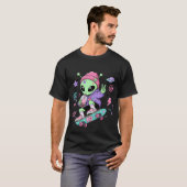 T-shirt Conception de Bubble Tea Alien Skateur Kawaii (Devant entier)