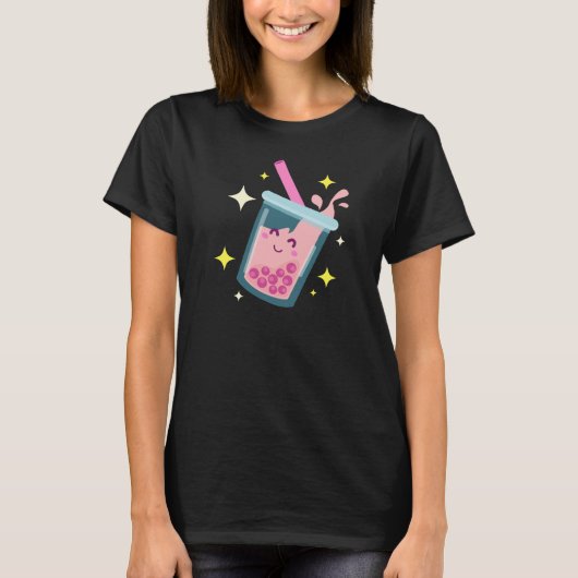 T-shirt Conception de Bubble Tea Heureux Mignon (Devant)