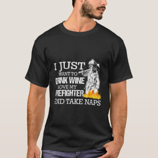 T-shirt Conception de cadeaux de femme pompier sur le dos