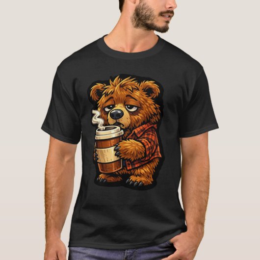 T-shirt Conception de café drôle d'amour de café d'ours gr (Devant)