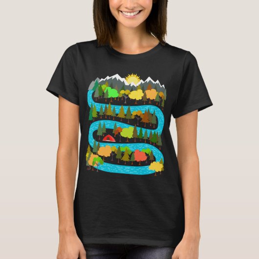 T-shirt Conception de camping fluvial (Devant)