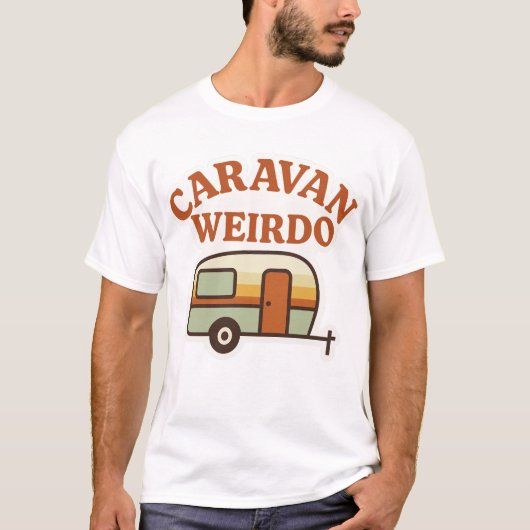 T-shirt Conception de camping rétro bizarre caravane (Devant)
