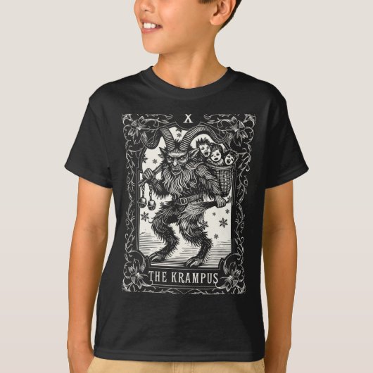T-shirt Conception de carte de tarot de Krampus période de (Devant)