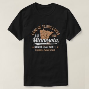 T-shirt Conception de carte vintage du Minnesota, terre de