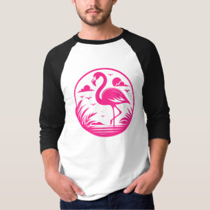 T-shirt Conception de cercle d'été flamant rose-68730