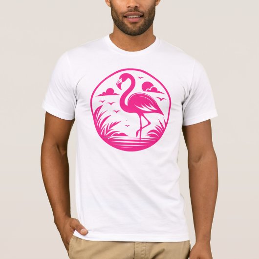T-shirt Conception de cercle d'été flamant rose-68730 (Devant)