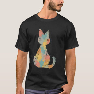 T-shirt Conception de chat à coup de pinceau coloré pour a