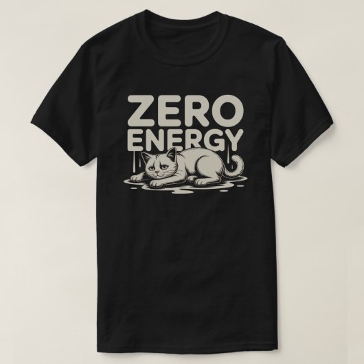 T-shirt Conception de chat à énergie zéro minimale (Design devant)