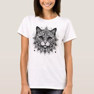 T-shirt Conception de chat à motif mandala