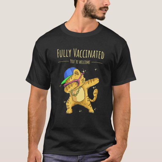 T-shirt Conception De Chat Dabbing Entièrement Vaccinée Po (Devant)