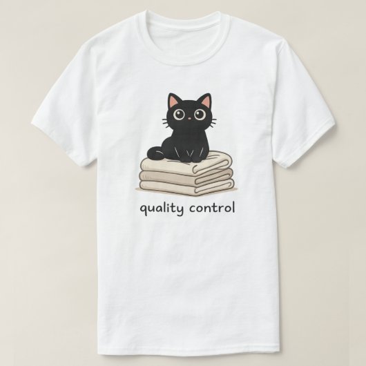 T-shirt Conception de chat de contrôle de qualité de blanc (Design devant)