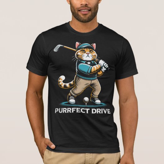 T-shirt Conception de chat de golf de Drive (Devant)