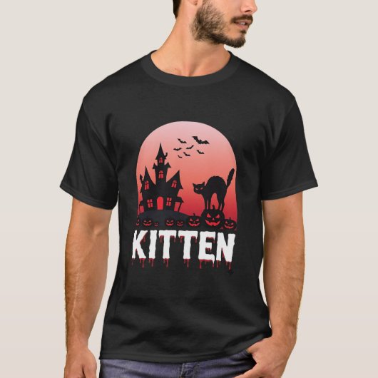 T-shirt Conception de chat de maison hantée de chaton d'Ha (Devant)