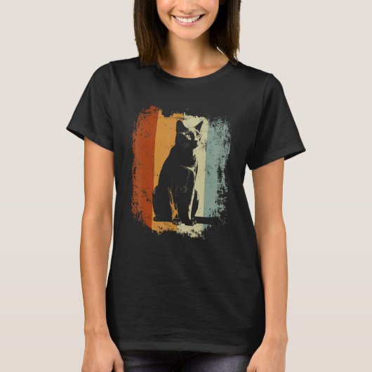 T-shirt Conception de chat de style rétro bleu russe (Devant)