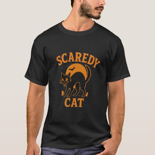T-shirt Conception de chat effrayé d'Halloween (Devant)