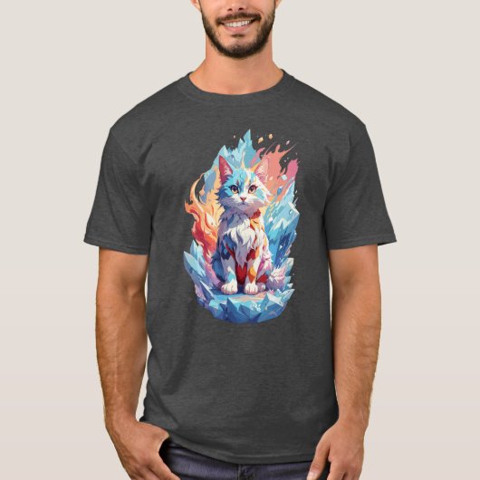 T-shirt Conception de chat en cristal mignon Imaginaire (Devant)