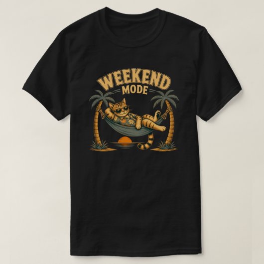T-shirt Conception de chat en mode week-end amusant (Design devant)