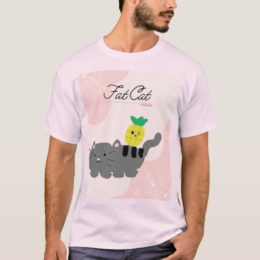 T-shirt conception de chat gras (Devant)