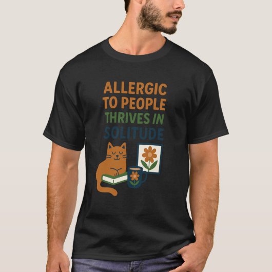 T-shirt Conception de chat introverti drôle avec des livre (Devant)