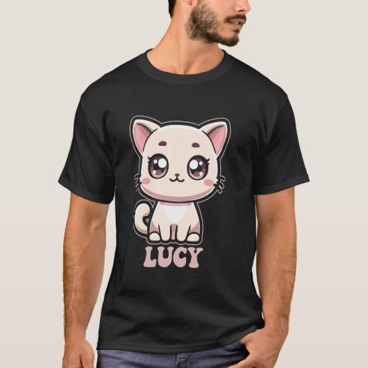 T-shirt Conception de chat Kitty mignon Lucy pour les fill (Devant)