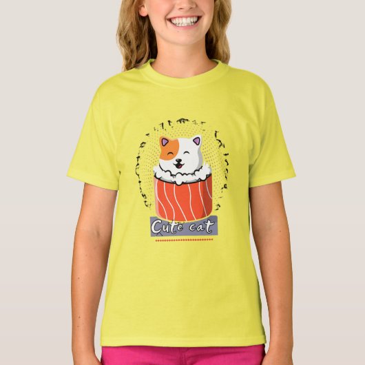 T-shirt Conception de chat mignon (Devant)