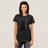 T-shirt Conception de chat noir Chat noir grincheux (Devant entier)