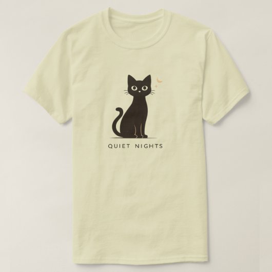 T-shirt Conception de chat pour nuits calmes minimales (Design devant)
