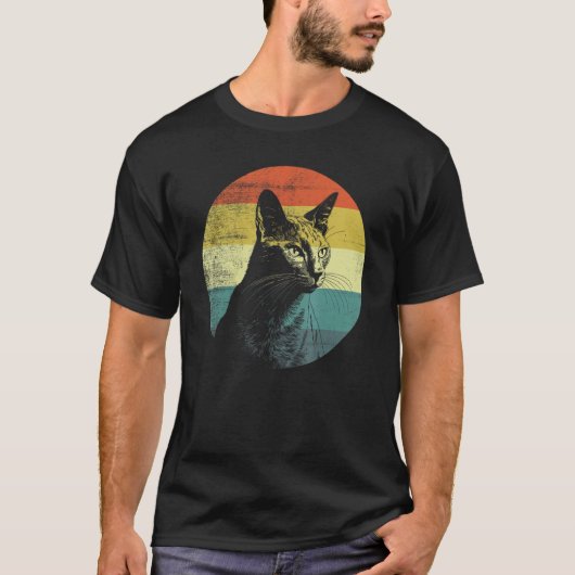 T-shirt Conception de chat rétro bleu russe (Devant)