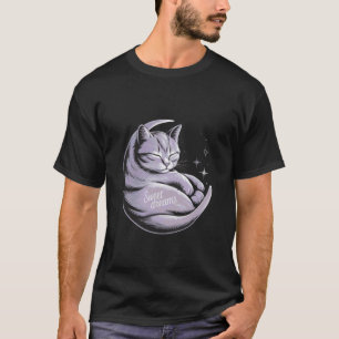 T-shirt Conception de chat rêveur avec chaton endormi sur
