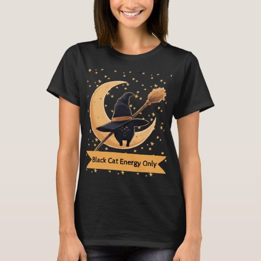 T-shirt Conception de chat sorcière avec énergie de chat n (Devant)