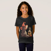 T-Shirt Conception de chat sorcière mignonne (Devant entier)