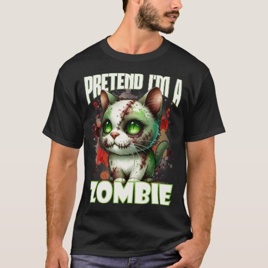 T-shirt Conception de chat Zombie Quirky pour Halloween am (Devant)