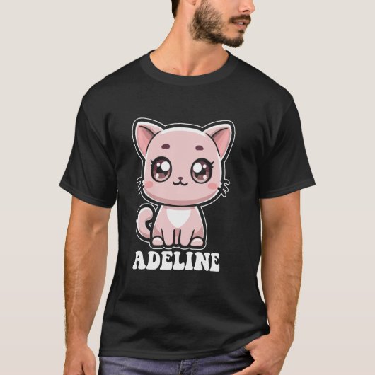 T-shirt Conception de chaton mignon Adeline pour les fille (Devant)
