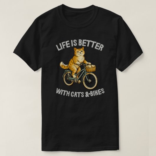 T-shirt Conception de chats et de vélos rétro (Design devant)