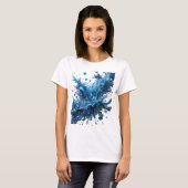 T-shirt Conception de chemise à éclaboussures d'eau argent (Devant entier)