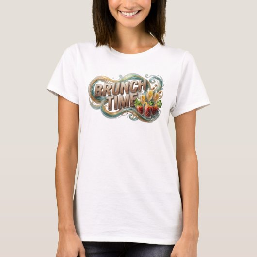 T-shirt Conception de chemise Orange BRUNCH TIME v2 (Devant)