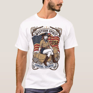 T-shirt Conception de chemise patriotique de cowgirl weste