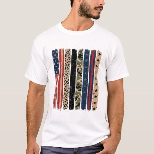 T-shirt Conception de chemise rayée camouflage léopard pat (Devant)