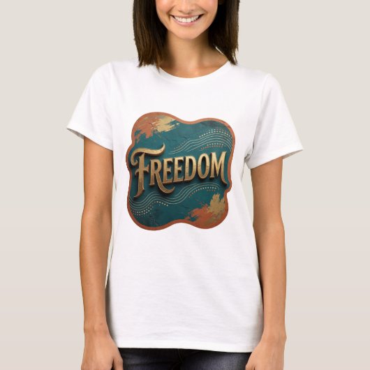 T-shirt Conception de chemise Statement Gold FREEDOM (Devant)