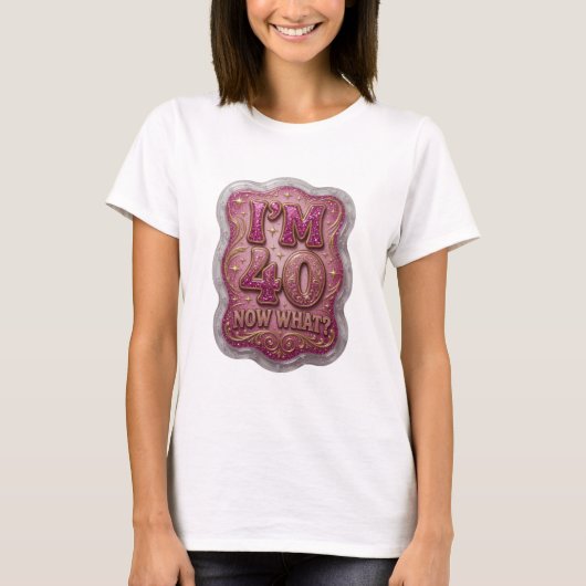 T-shirt Conception de chemise Statement Gold J'AI 40 MAINT (Devant)
