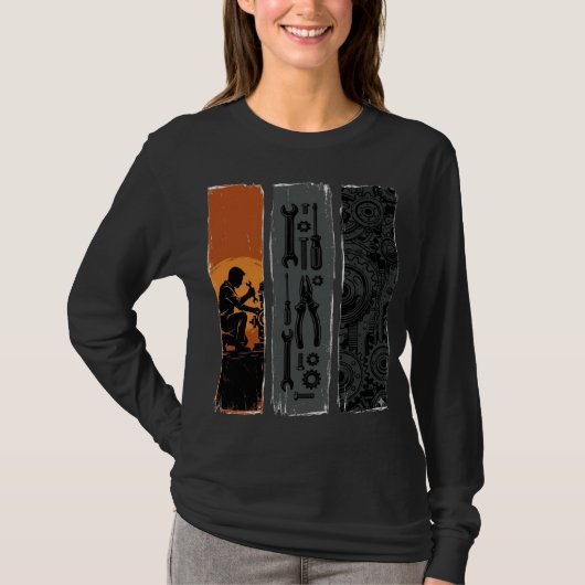 T-shirt Conception de chemise triptyque d'outils de mécani (Devant)