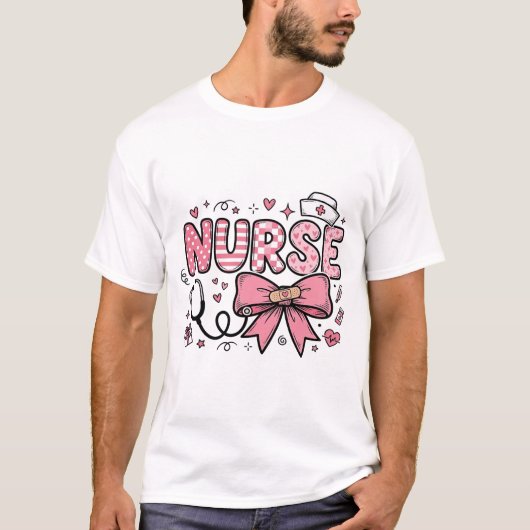 T-shirt Conception de chemise vectorielle Cute Nurse Bow H (Devant)