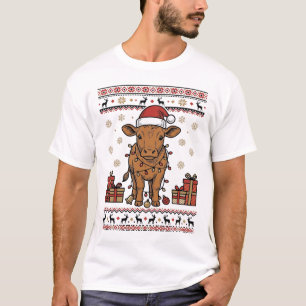 T-shirt Conception de chemise vectorielle de vache de Noël