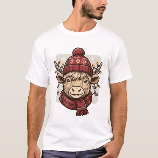 T-shirt Conception de chemise vectorielle de vache des Hig (Devant)