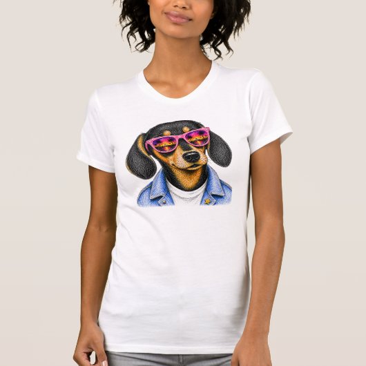 T-shirt Conception de chien de coucher de soleil d'été de  (Devant)
