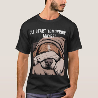 T-shirt Conception de chien dormant pâle et adorable