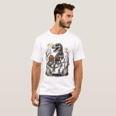 T-shirt Conception de cimetière d'Halloween de dinosaure d (Devant entier)