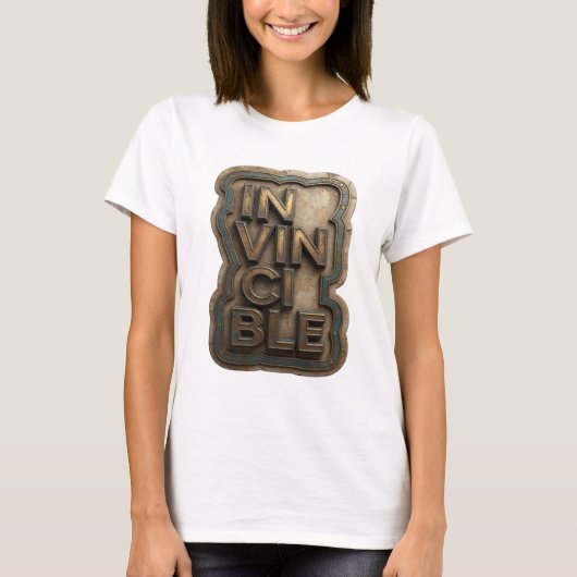T-shirt Conception de citation INVINCIBLE en or classique (Devant)
