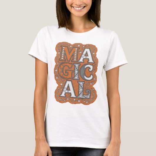T-shirt Conception de citation MAGIQUE Orange Cool (Devant)